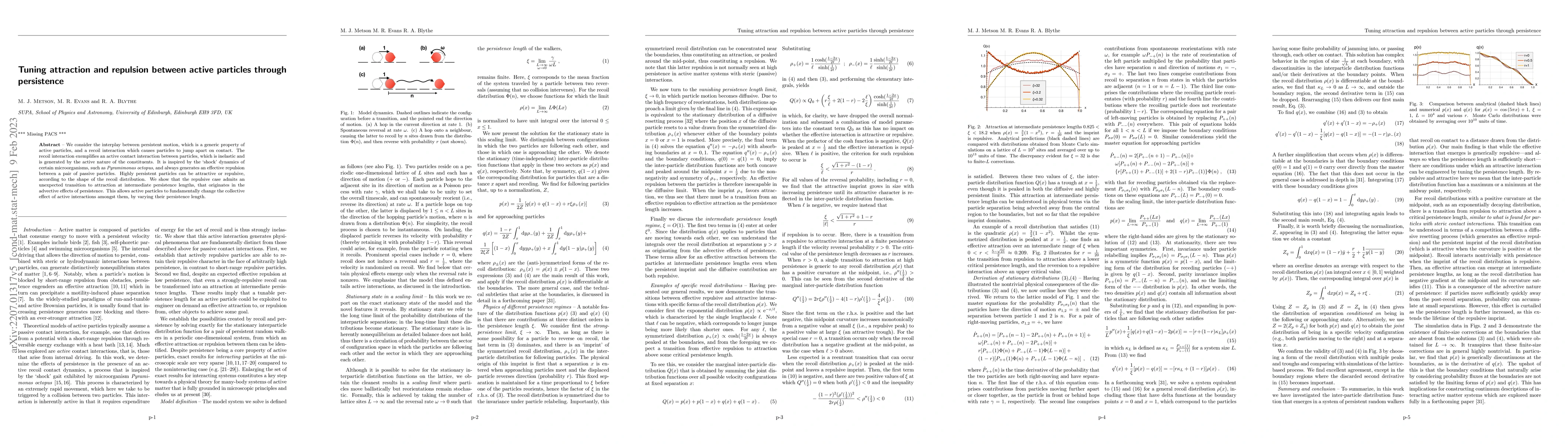 Thumbnail for Tuning attraction and repulsion between active particles through
  persistence