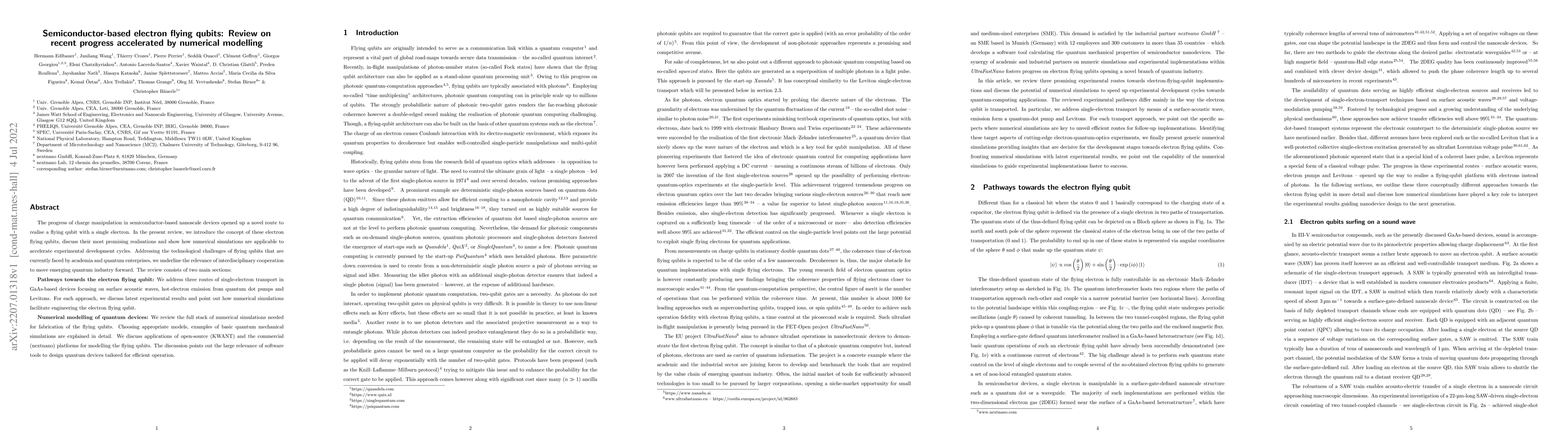 Thumbnail for Semiconductor-based electron flying qubits: Review on recent progress
  accelerated by numerical modelling
