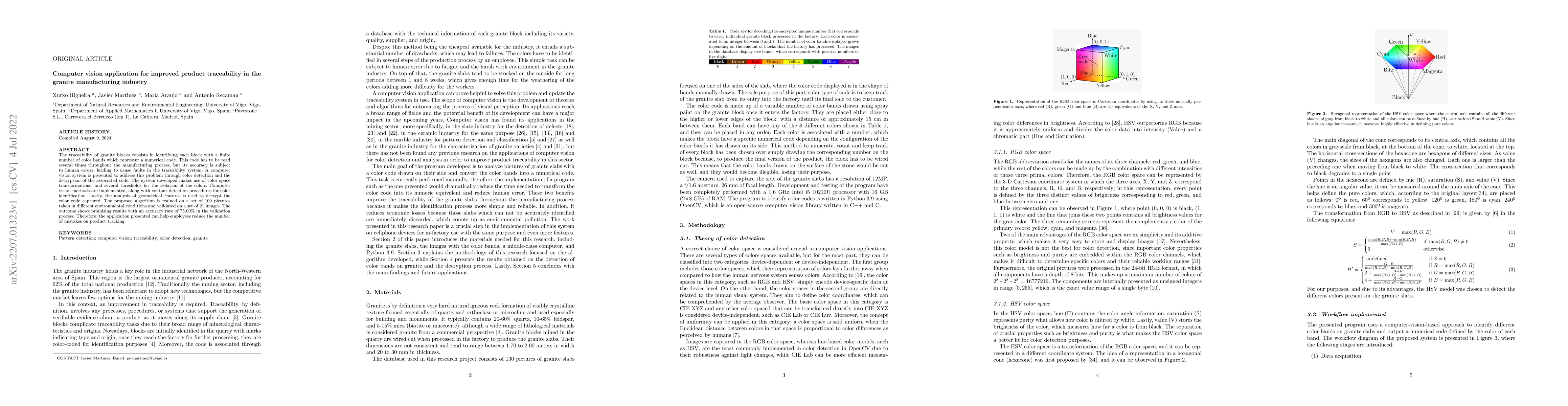 Thumbnail for Computer vision application for improved product traceability in the
  granite manufacturing industry