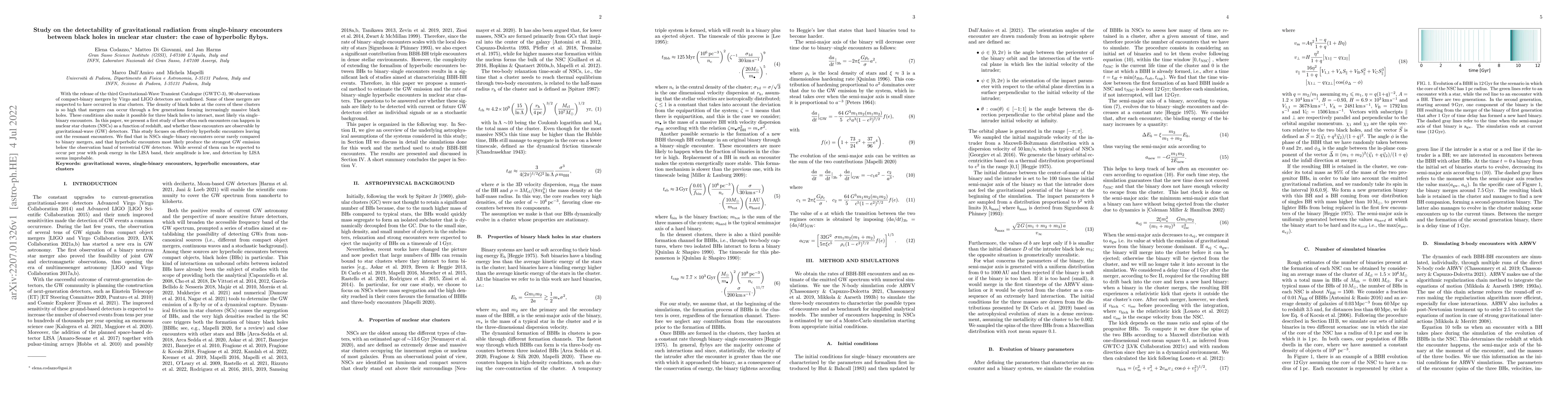 Thumbnail for Study on the detectability of gravitational radiation from single-binary
  encounters between black holes in nuclear star cluster: the case of
  hyperbolic flybys
