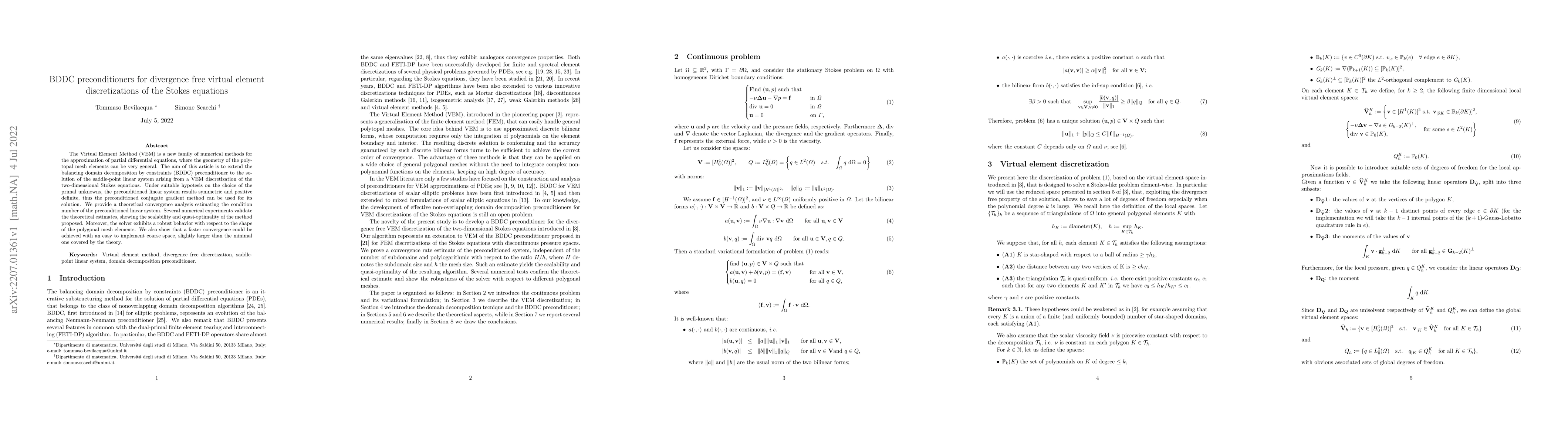 Thumbnail for BDDC preconditioners for divergence free virtual element discretizations
  of the Stokes equations