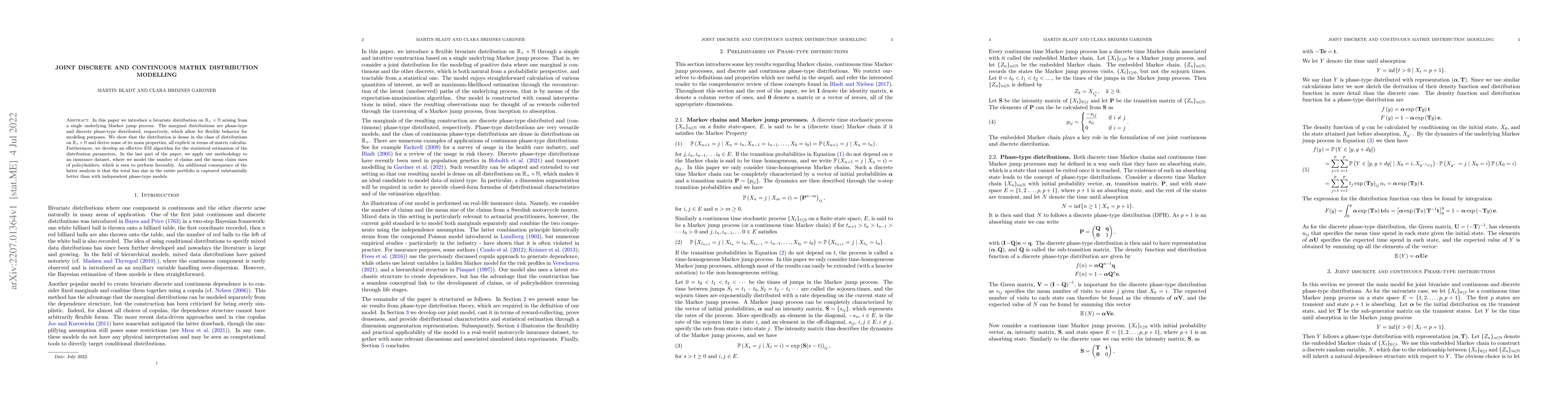Thumbnail for Joint discrete and continuous matrix distribution modelling