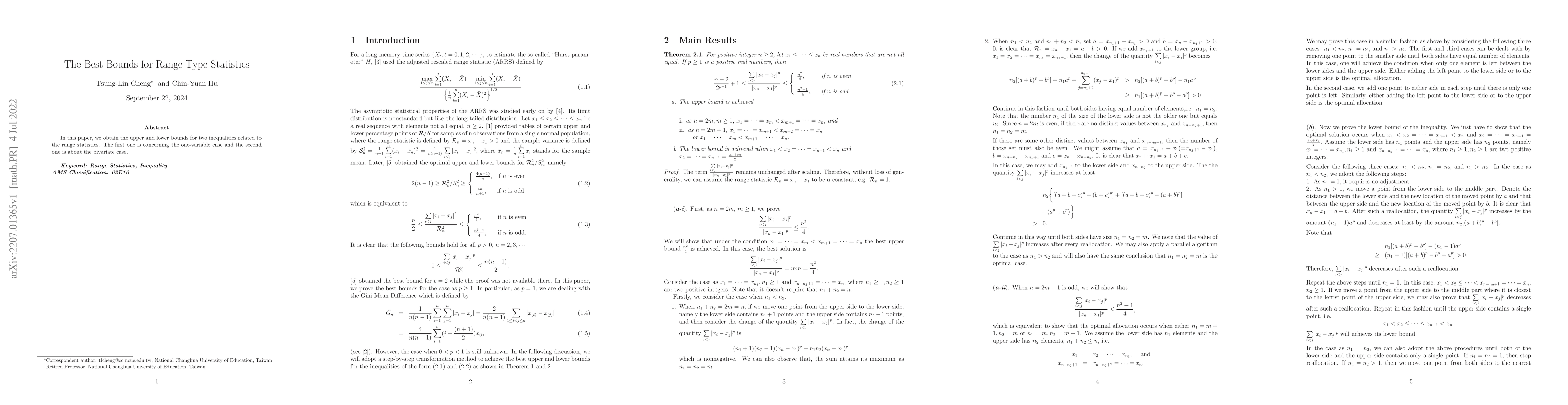 Thumbnail for The Best Bounds for Range Type Statistics