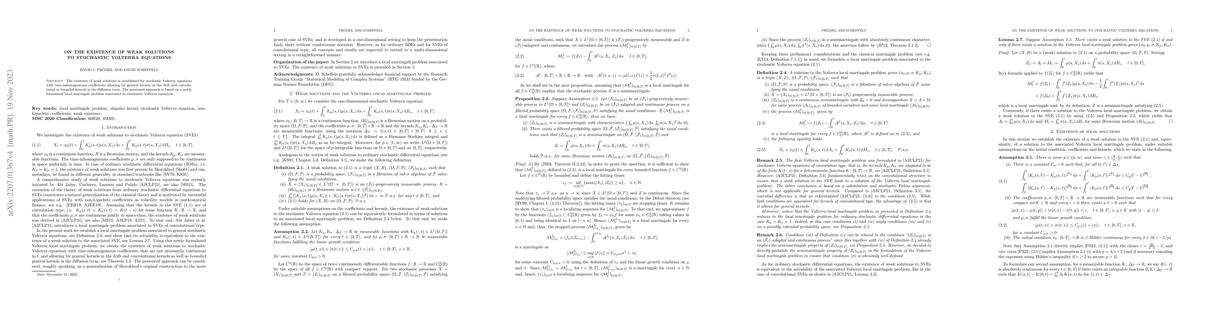 Thumbnail for On the existence of weak solutions to stochastic Volterra equations