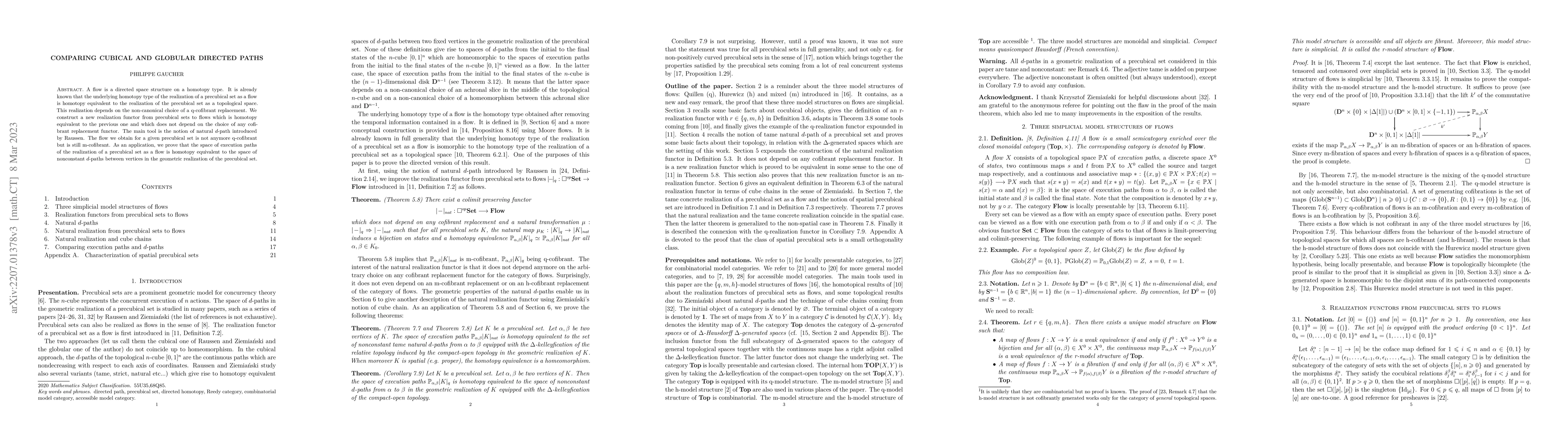 Thumbnail for Comparing cubical and globular directed paths