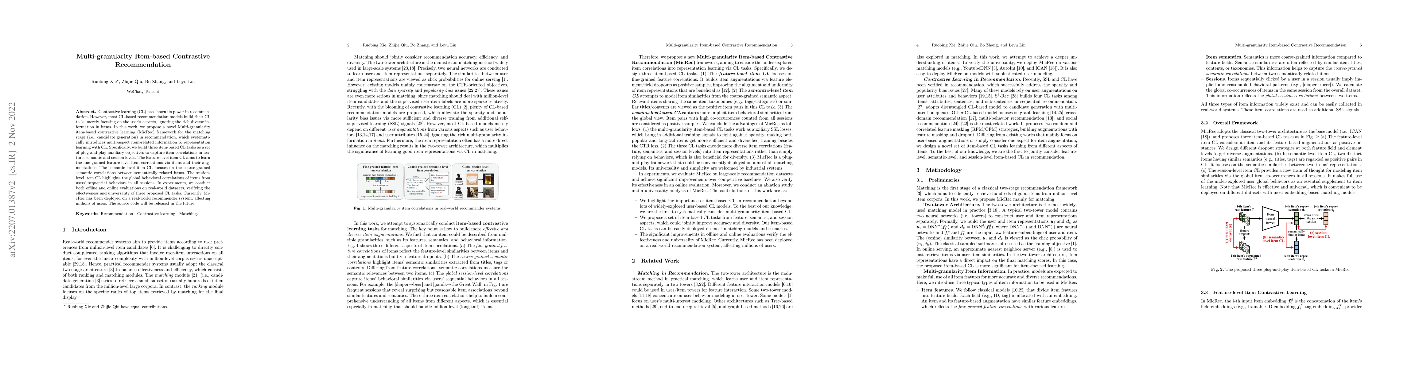 Thumbnail for Multi-granularity Item-based Contrastive Recommendation
