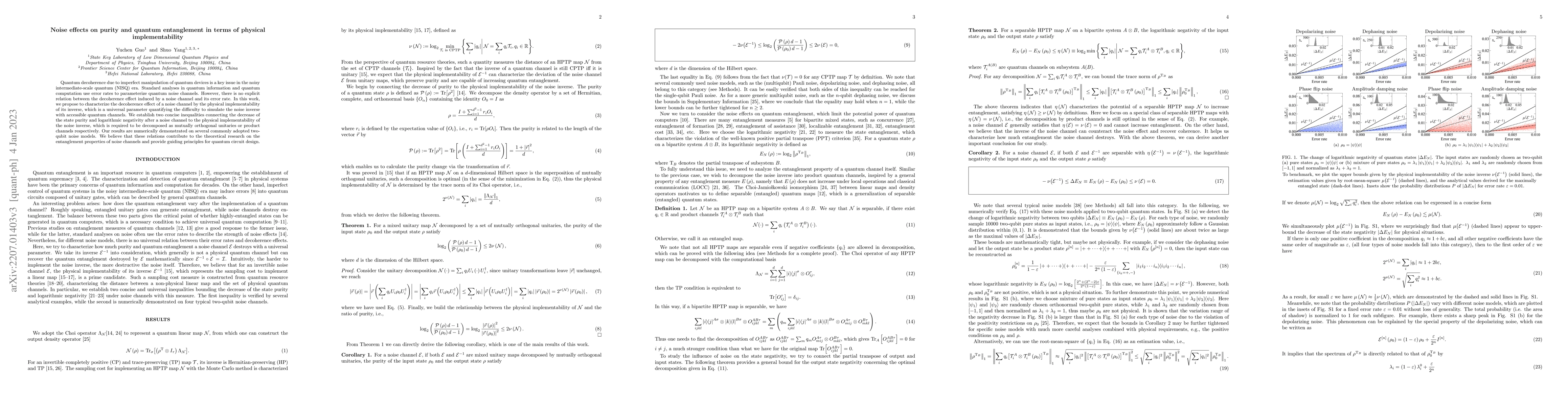 Thumbnail for Noise effects on purity and quantum entanglement in terms of physical
  implementability