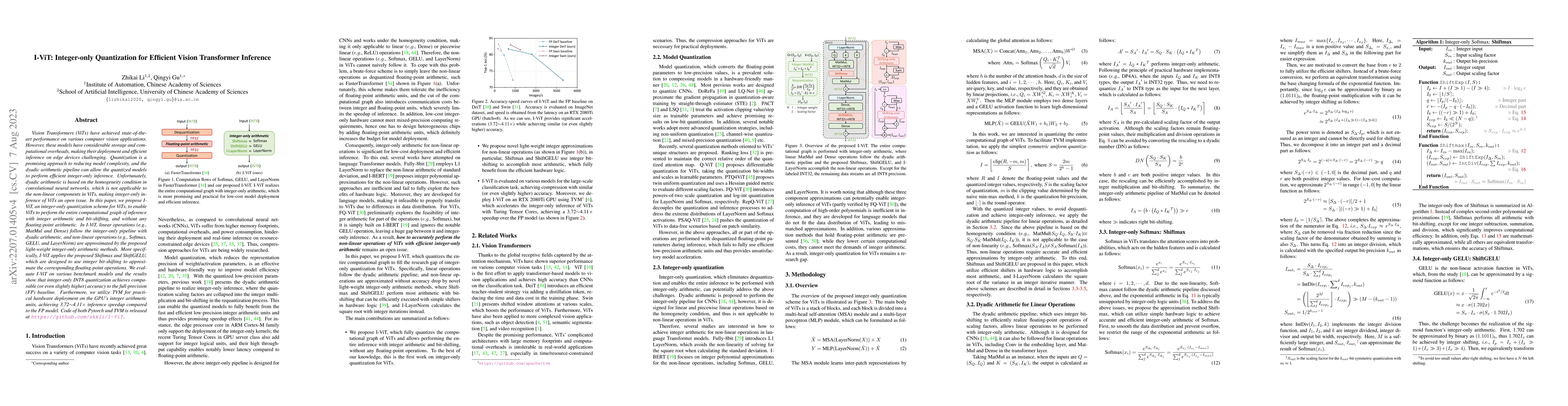 Thumbnail for I-ViT: Integer-only Quantization for Efficient Vision Transformer
  Inference