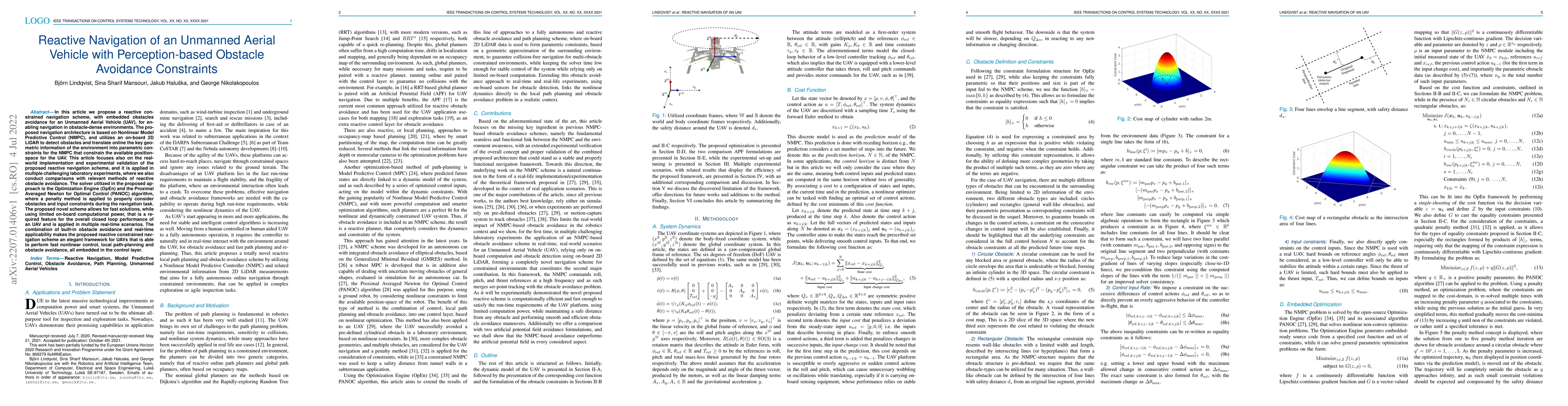 Thumbnail for Reactive Navigation of an Unmanned Aerial Vehicle with Perception-based
  Obstacle Avoidance Constraints