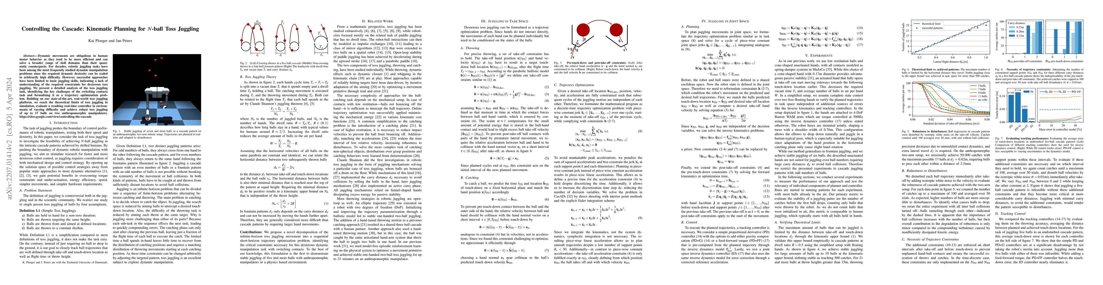 Thumbnail for Controlling the Cascade: Kinematic Planning for N-ball Toss Juggling