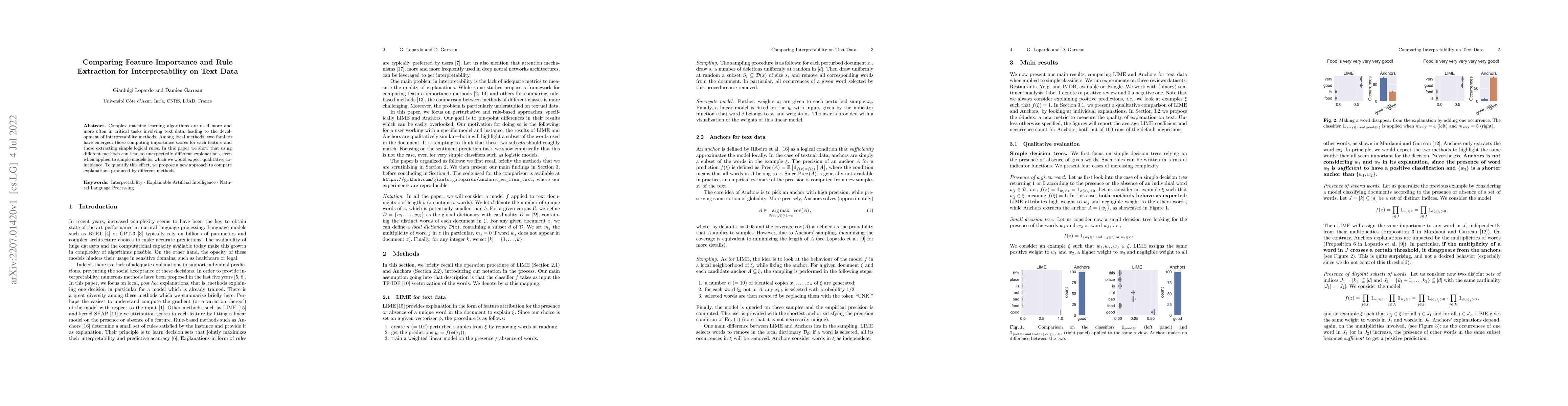 Thumbnail for Comparing Feature Importance and Rule Extraction for Interpretability on
  Text Data