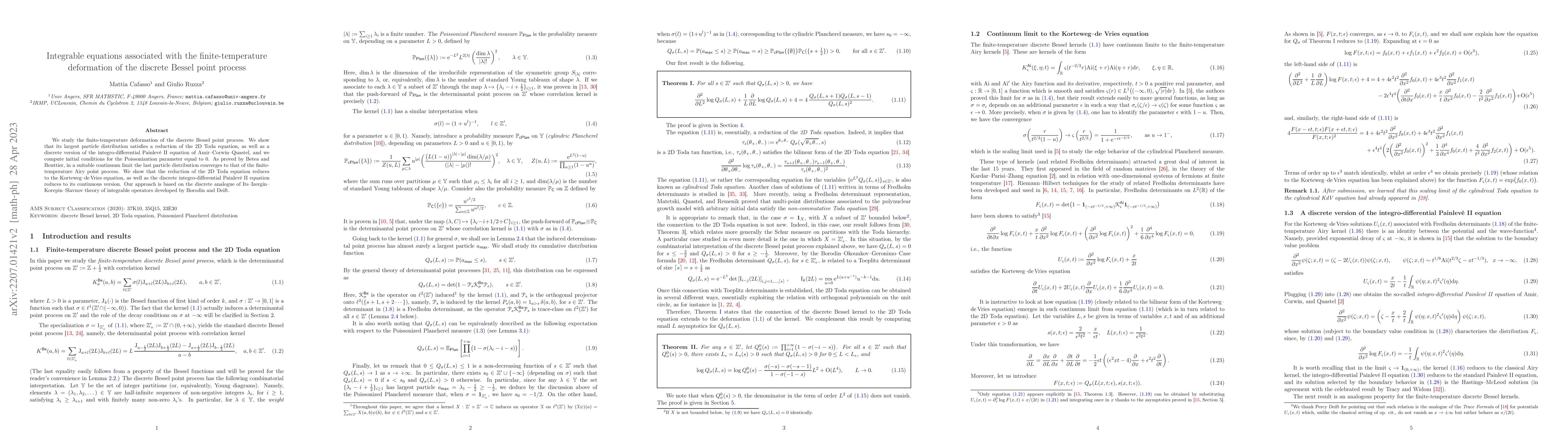 Thumbnail for Integrable equations associated with the finite-temperature deformation
  of the discrete Bessel point process