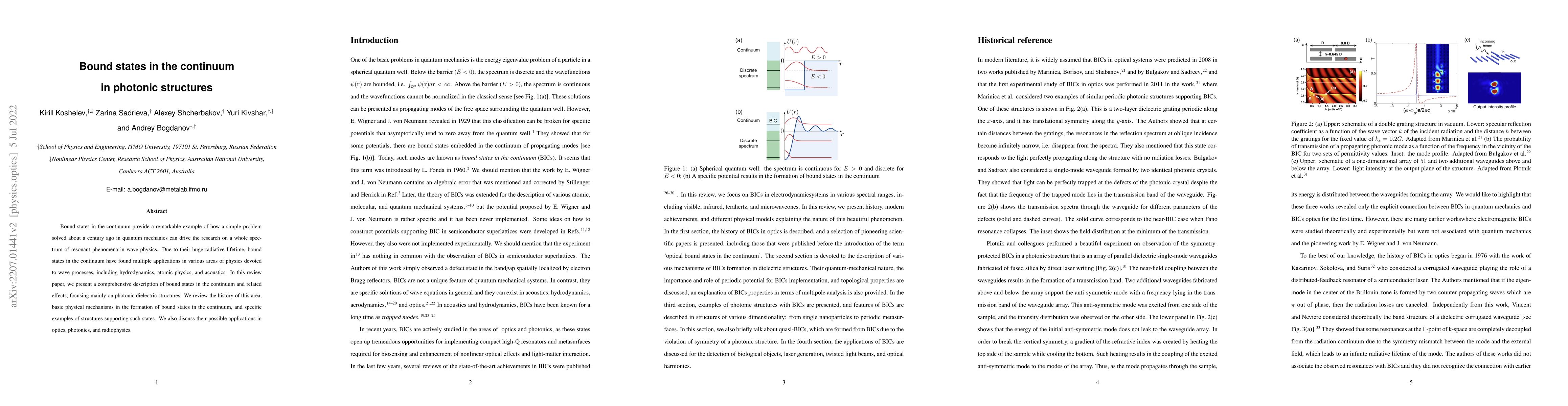Thumbnail for Bound states in the continuum in photonic structures