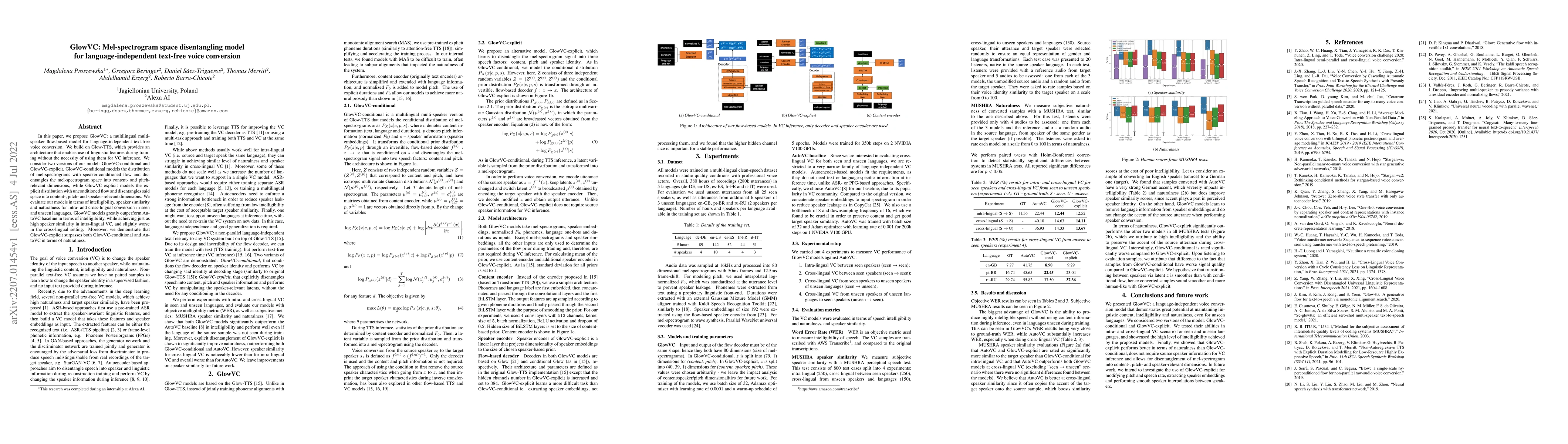 Thumbnail for GlowVC: Mel-spectrogram space disentangling model for
  language-independent text-free voice conversion