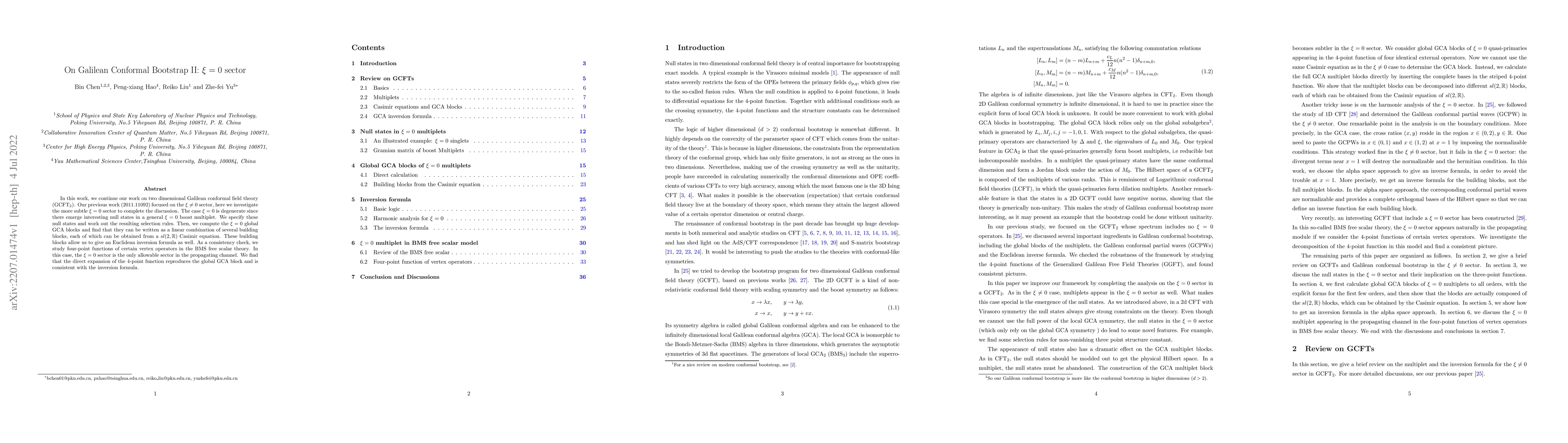 Thumbnail for On Galilean Conformal Bootstrap II: $\xi=0$ sector