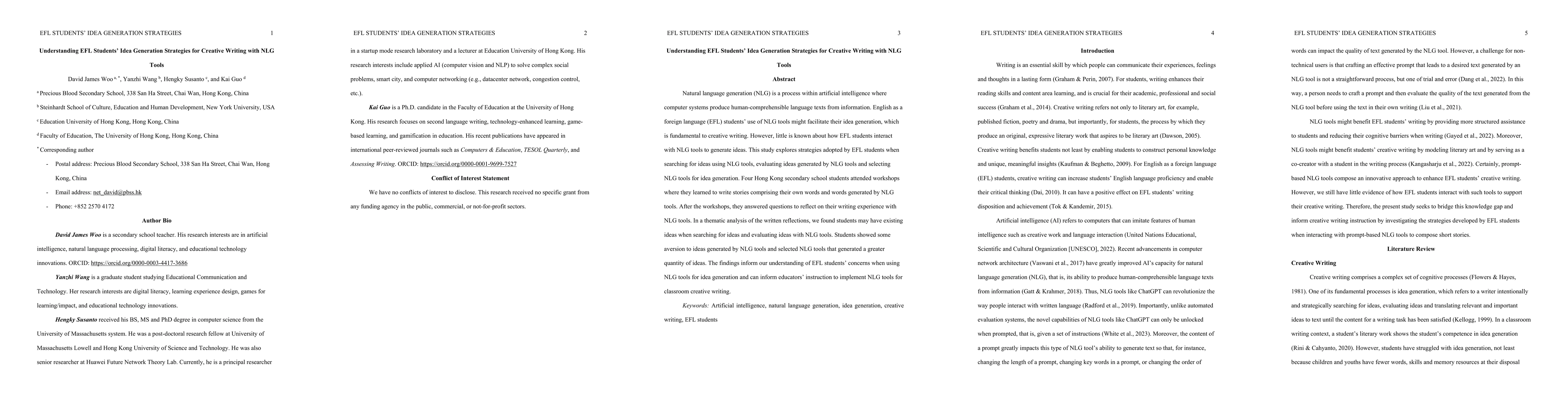 Thumbnail for Understanding EFL Student Idea Generation Strategies for Creative
  Writing with NLG Tools