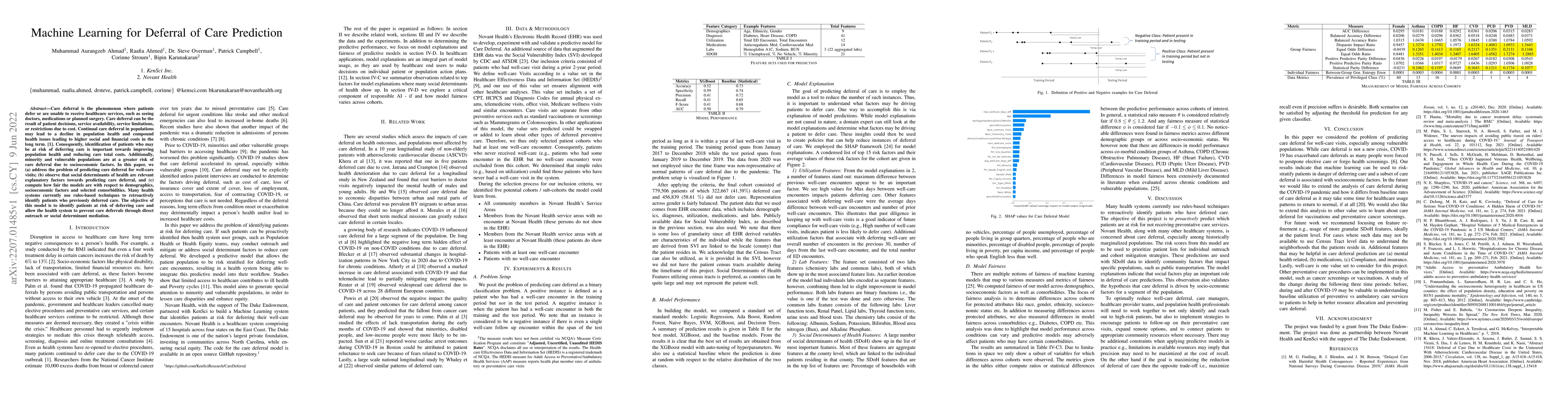 Thumbnail for Machine Learning for Deferral of Care Prediction