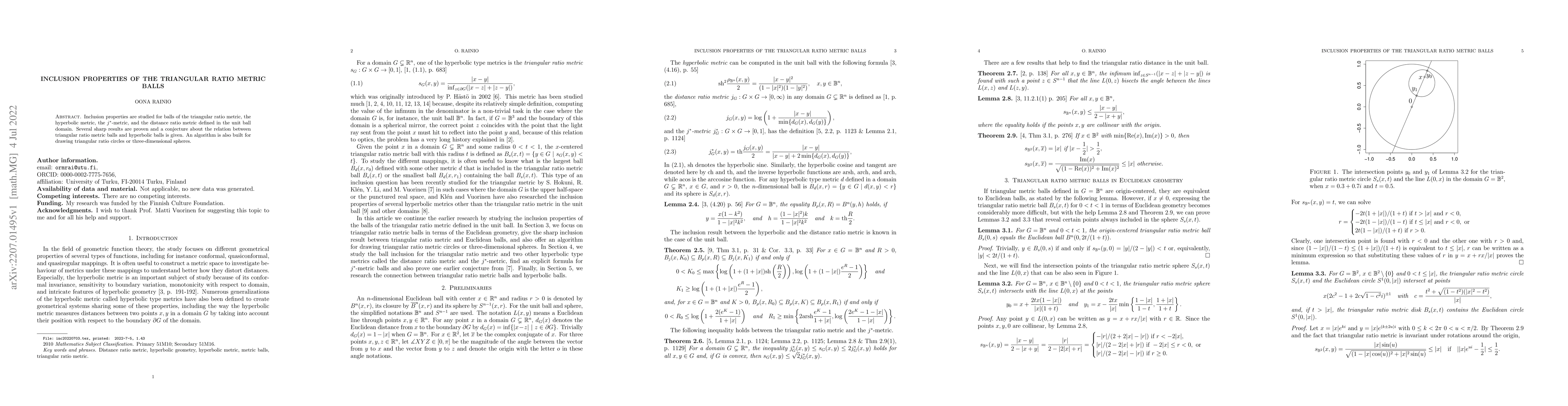 Thumbnail for Inclusion properties of the triangular ratio metric balls