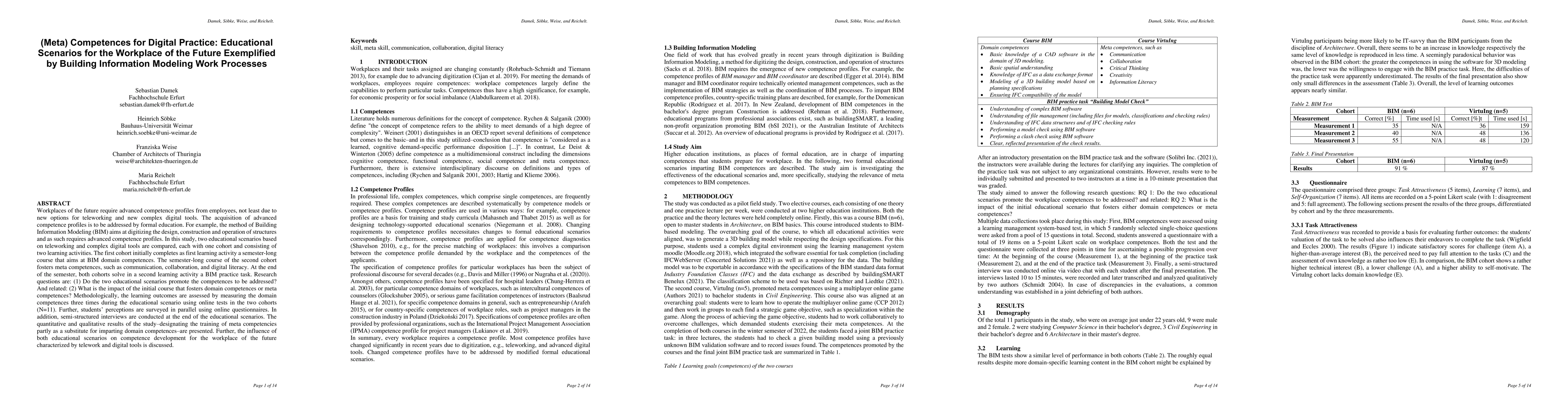 Thumbnail for (Meta) Competences for Digital Practice: Educational Scenarios for the
  Workplace of the Future Exemplified by Building Information Modeling Work
  Processes