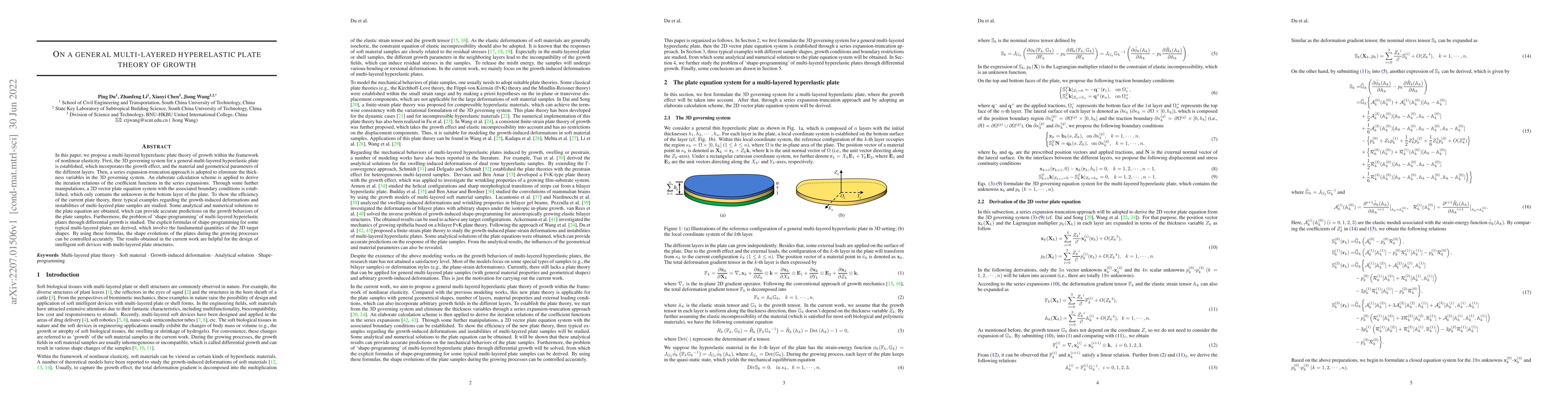 Thumbnail for On a general multi-layered hyperelastic plate theory of growth