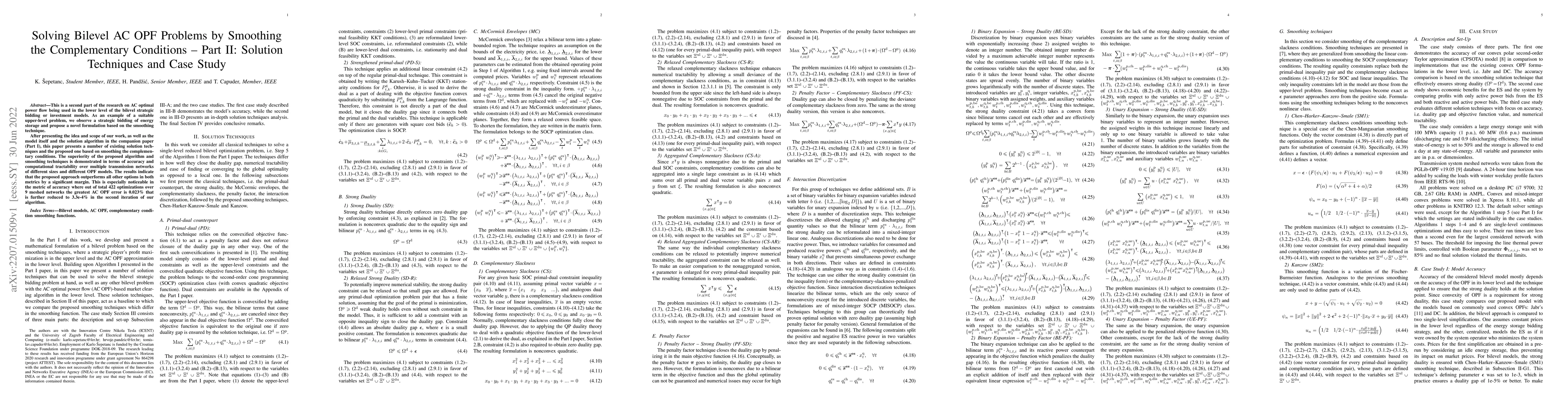 Thumbnail for Solving Bilevel AC OPF Problems by Smoothing the Complementary
  Conditions -- Part II: Solution Techniques and Case Study