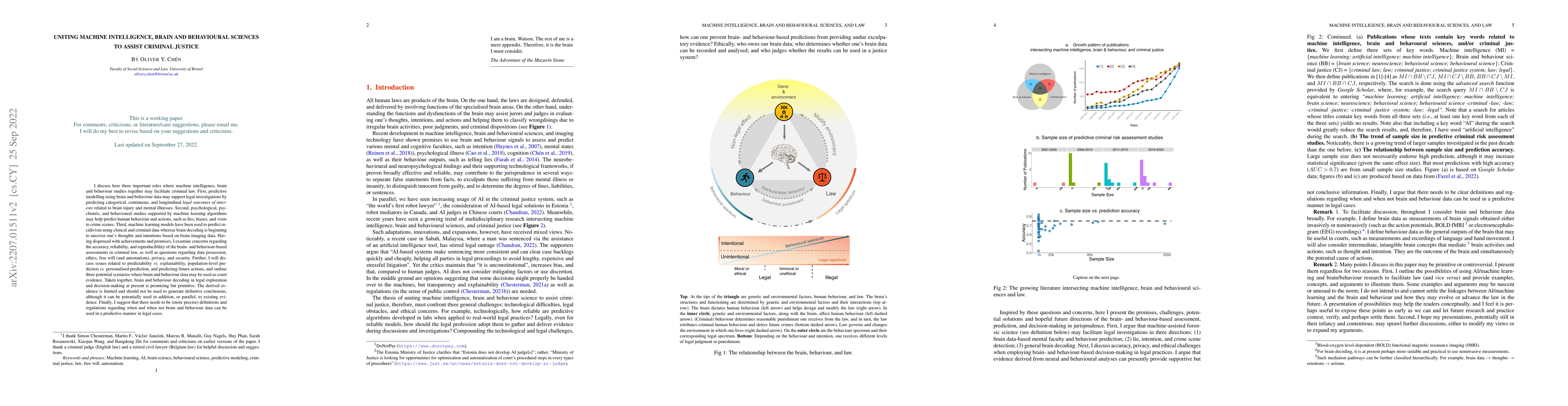 Thumbnail for Uniting Machine Intelligence, Brain and Behavioural Sciences to Assist
  Criminal Justice