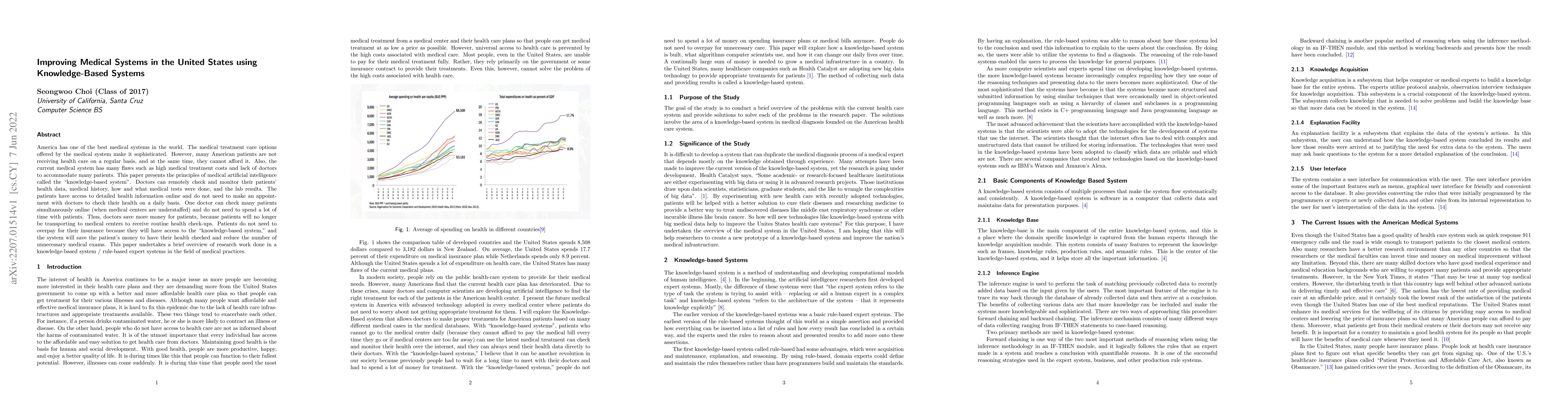 Thumbnail for Improving Medical Systems in the United States using Knowledge-Based
  Systems