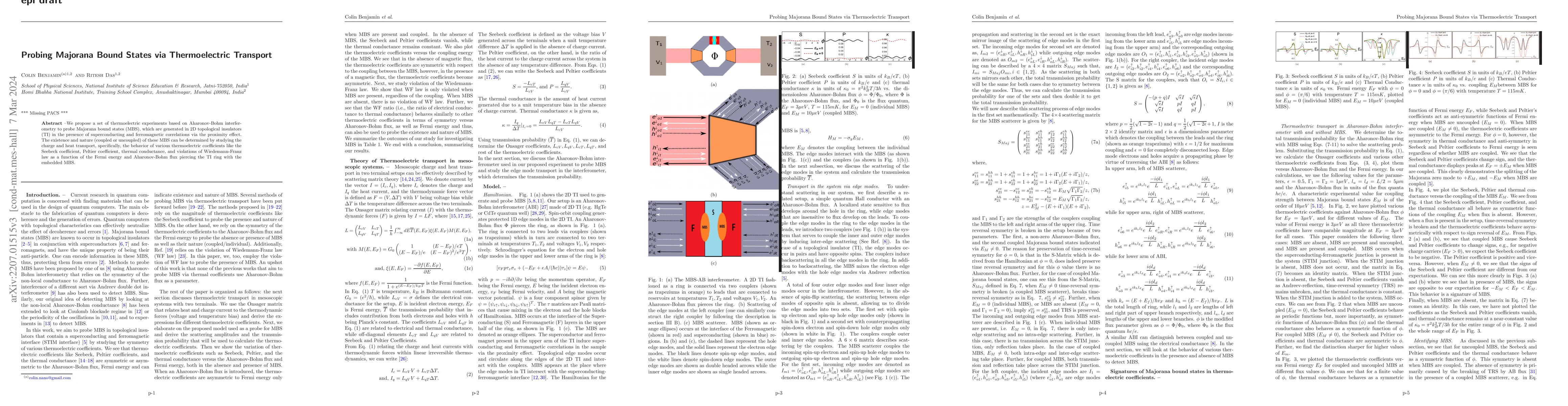 Thumbnail for Probing Majorana Bound States via Thermoelectric Transport