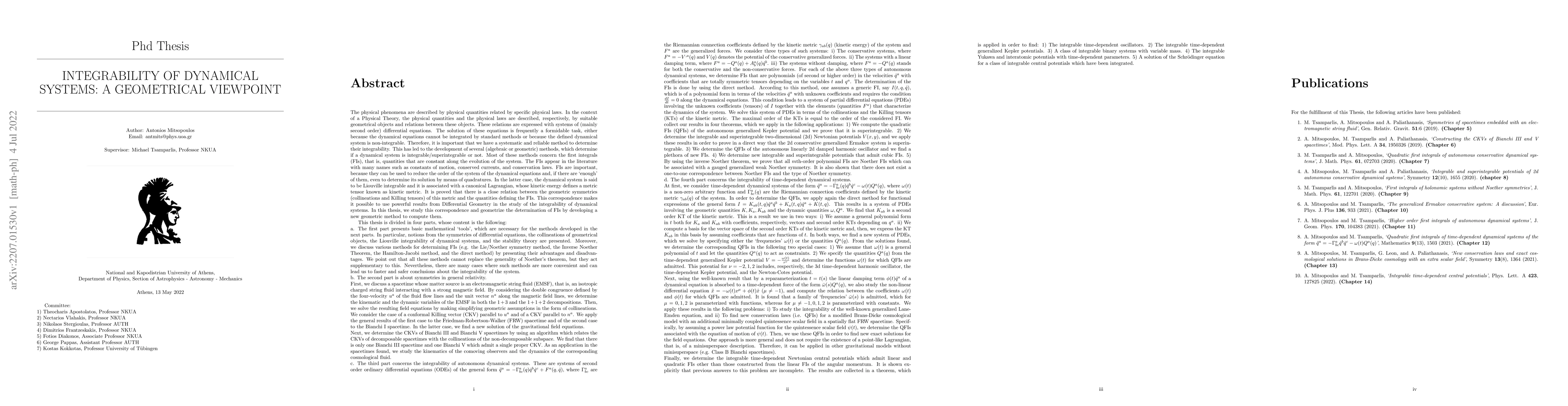 Thumbnail for Integrability of Dynamical Systems: A Geometrical Viewpoint