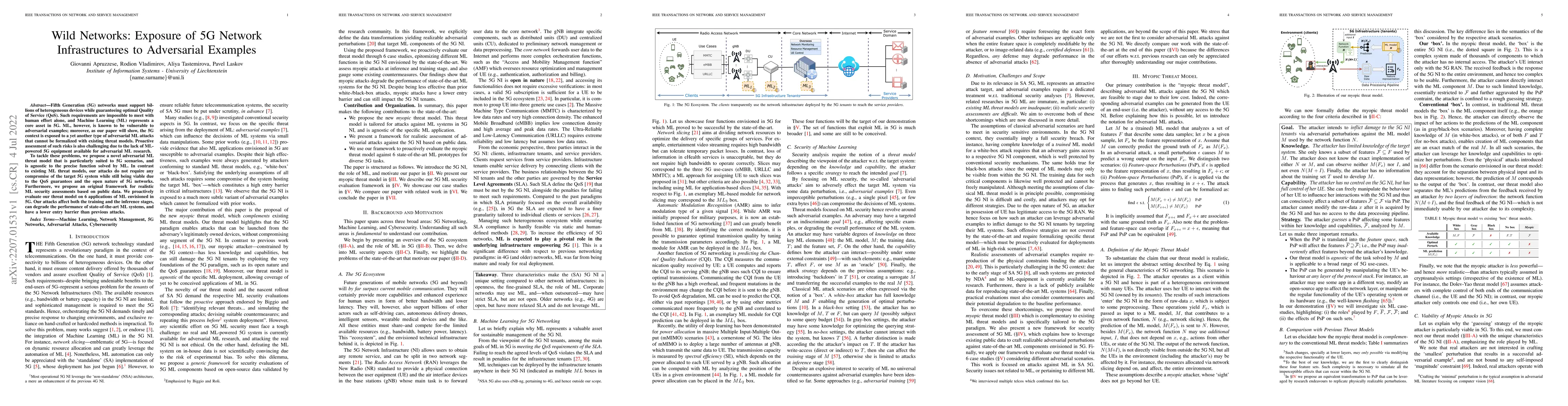 Thumbnail for Wild Networks: Exposure of 5G Network Infrastructures to Adversarial
  Examples