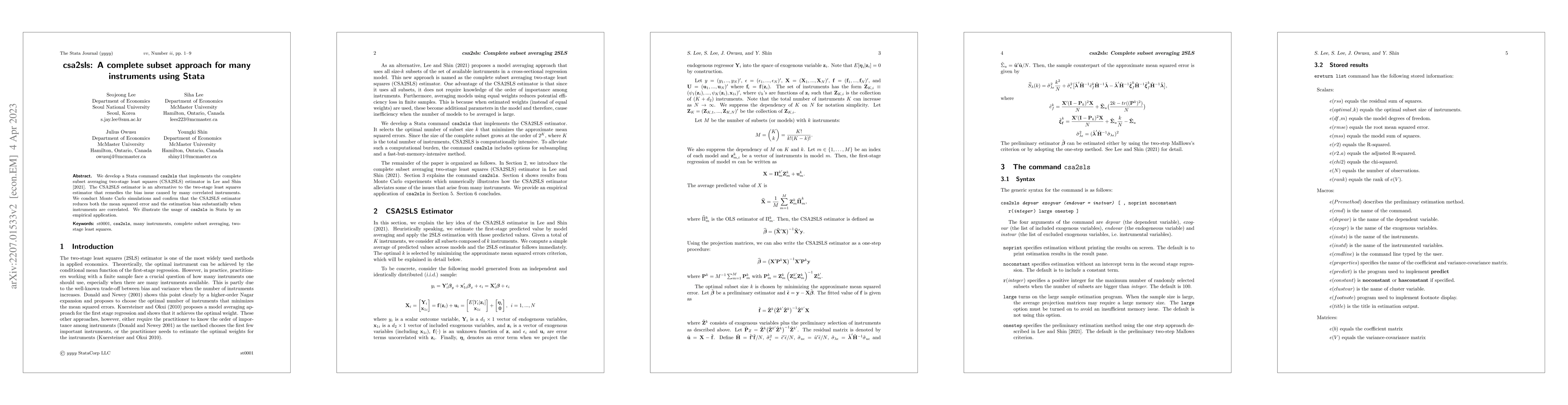 Thumbnail for csa2sls: A complete subset approach for many instruments using Stata