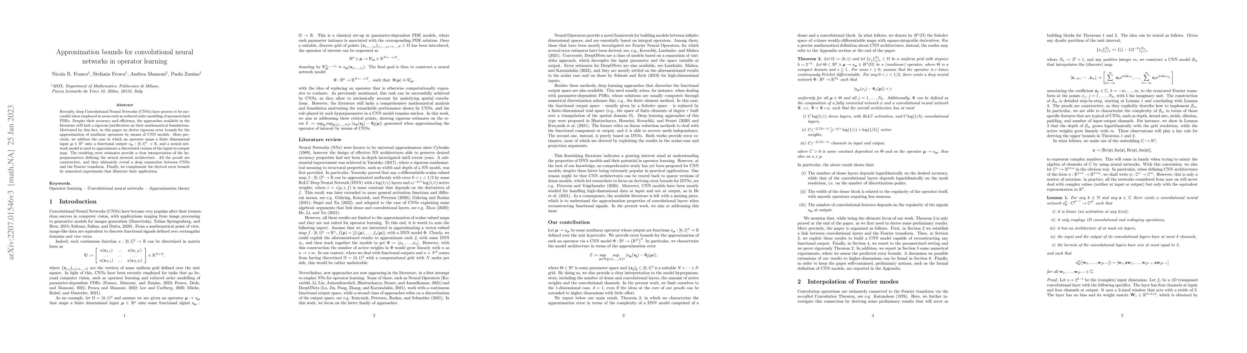 Thumbnail for Approximation bounds for convolutional neural networks in operator
  learning