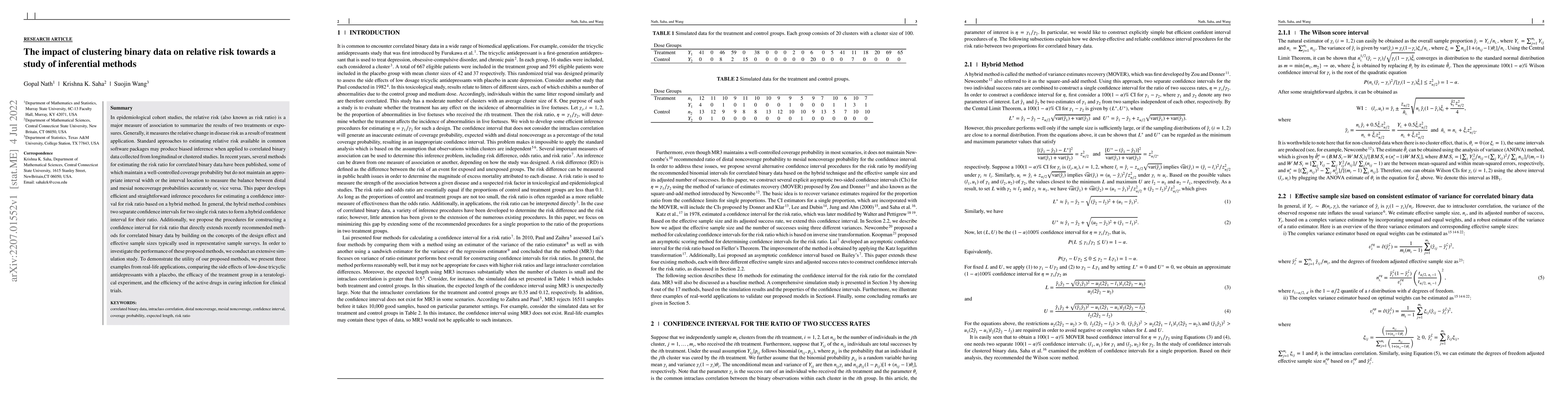 Thumbnail for The impact of clustering binary data on relative risk towards a study of
  inferential methods
