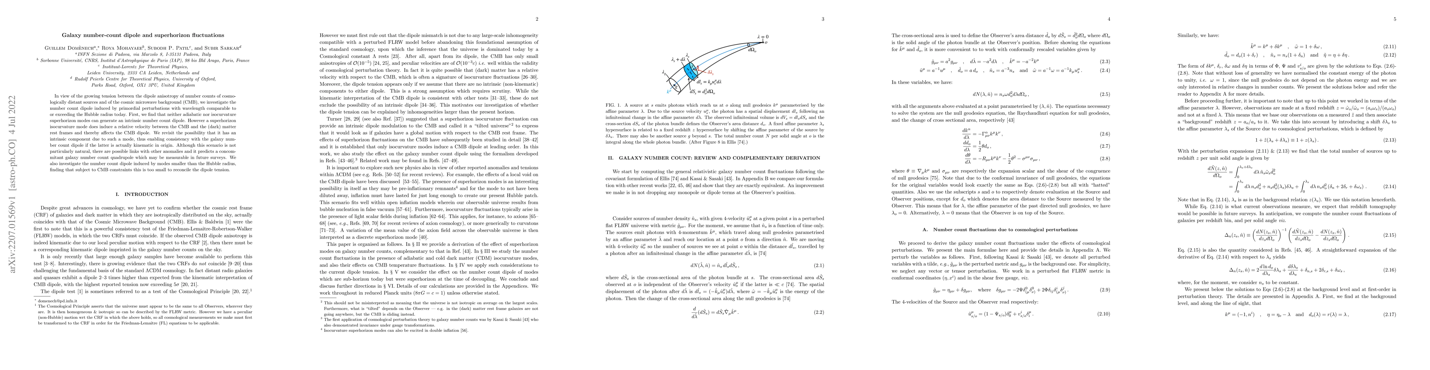 Thumbnail for Galaxy number-count dipole and superhorizon fluctuations