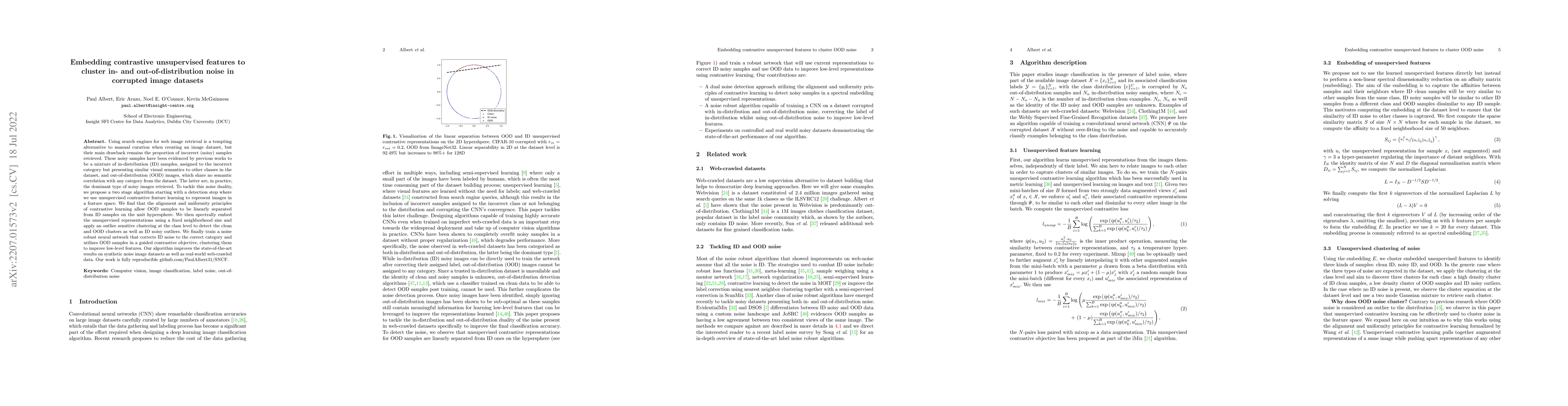 Thumbnail for Embedding contrastive unsupervised features to cluster in- and
  out-of-distribution noise in corrupted image datasets