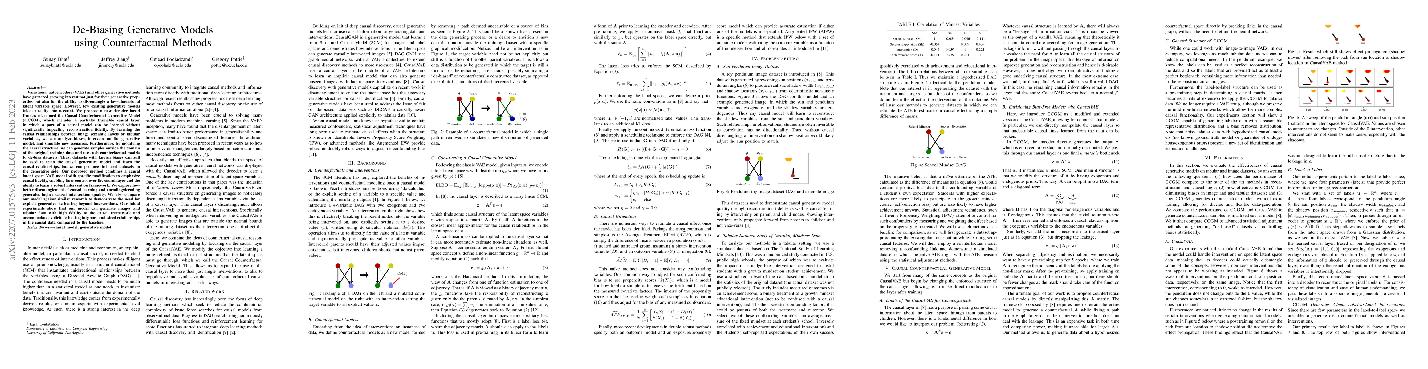Thumbnail for De-Biasing Generative Models using Counterfactual Methods