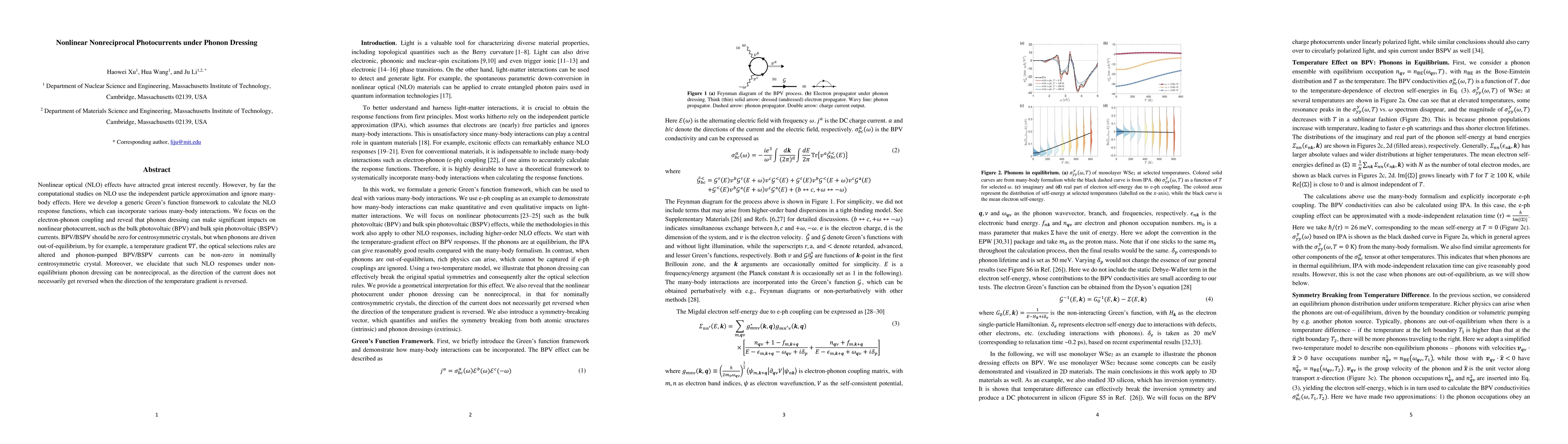 Thumbnail for Nonlinear Nonreciprocal Photocurrents under Phonon Dressing