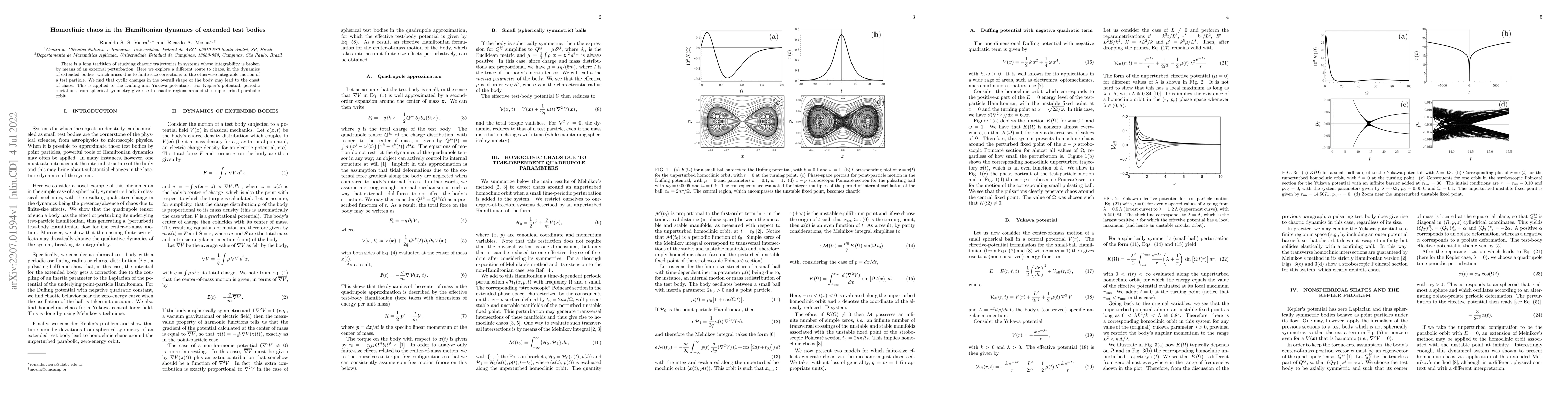 Thumbnail for Homoclinic chaos in the Hamiltonian dynamics of extended test bodies