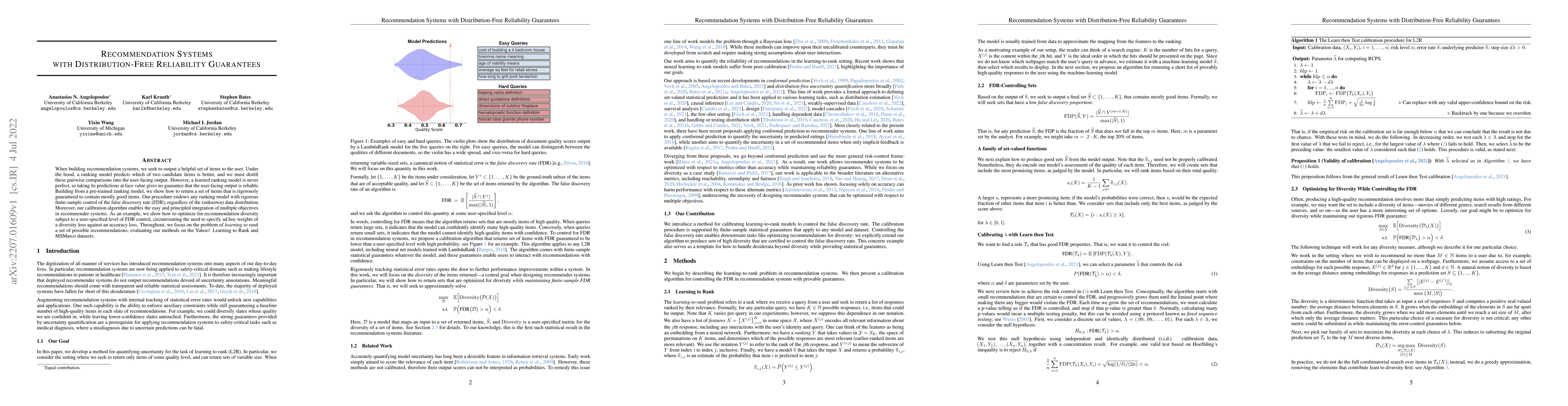 Thumbnail for Recommendation Systems with Distribution-Free Reliability Guarantees