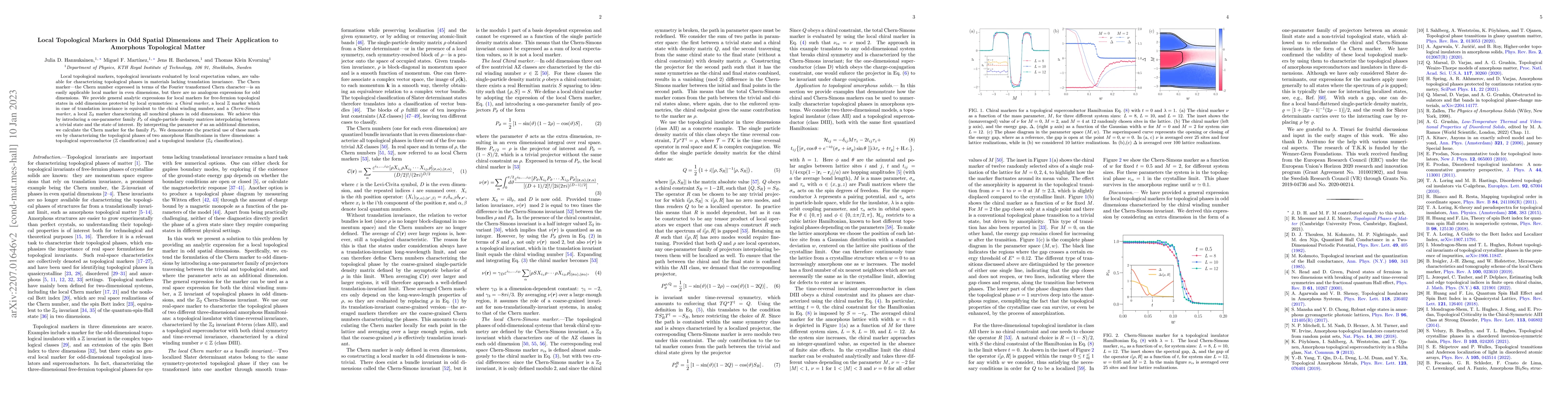 Thumbnail for Local Topological Markers in Odd Spatial Dimensions and Their
  Application to Amorphous Topological Matter
