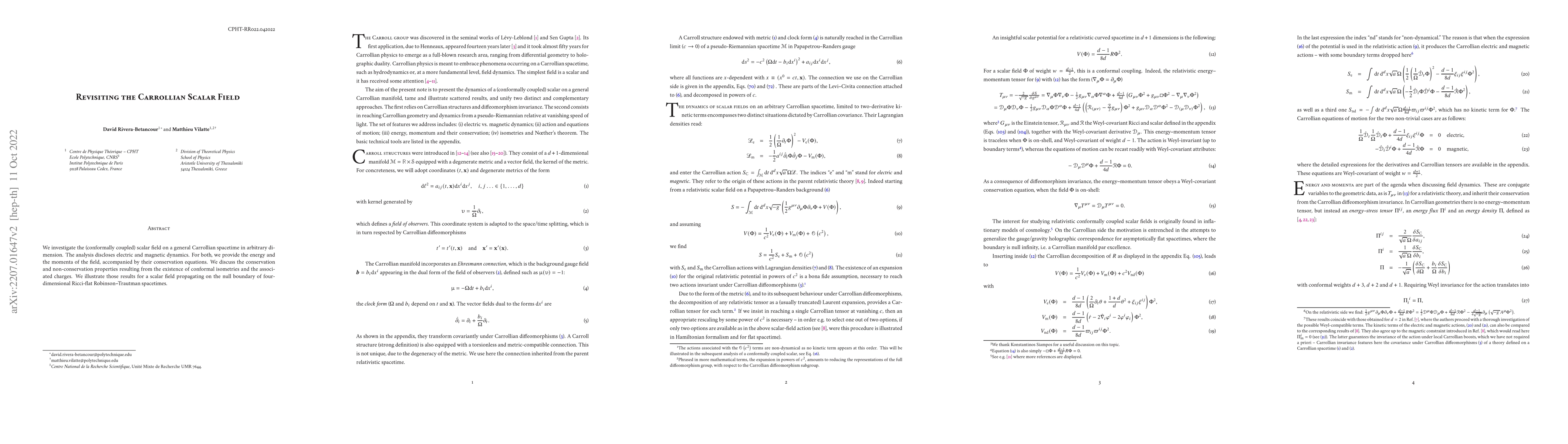Thumbnail for Revisiting the Carrollian Scalar Field