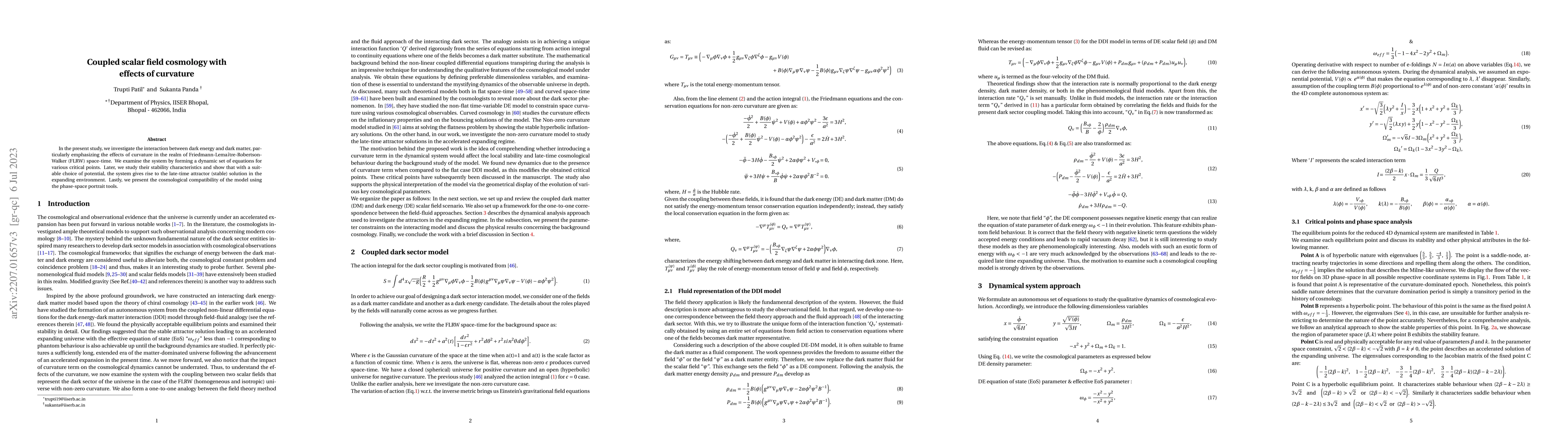 Thumbnail for Coupled scalar field cosmology with effects of curvature