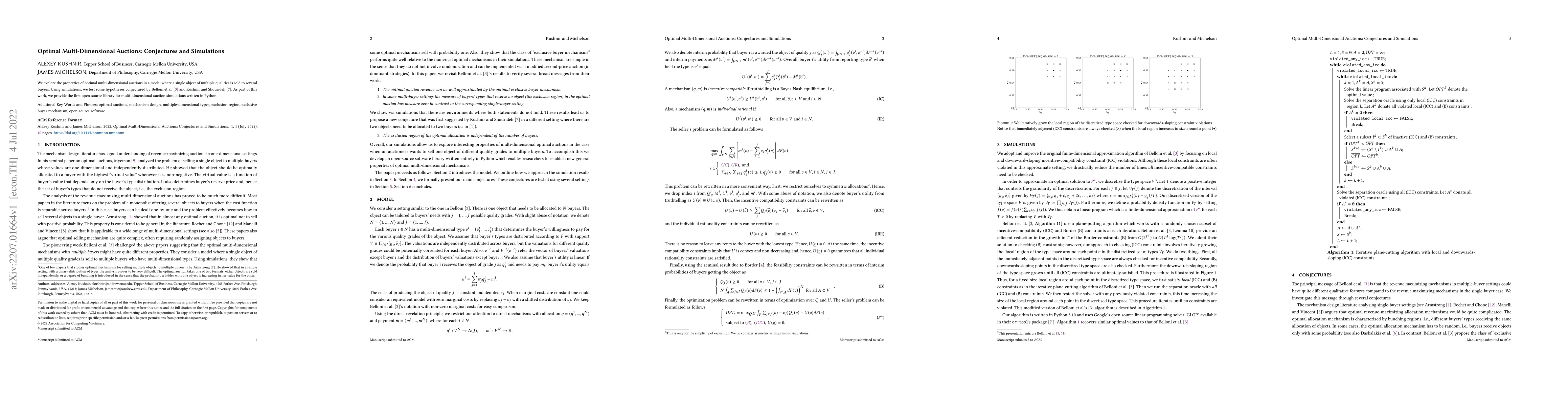 Thumbnail for Optimal Multi-Dimensional Auctions: Conjectures and Simulations