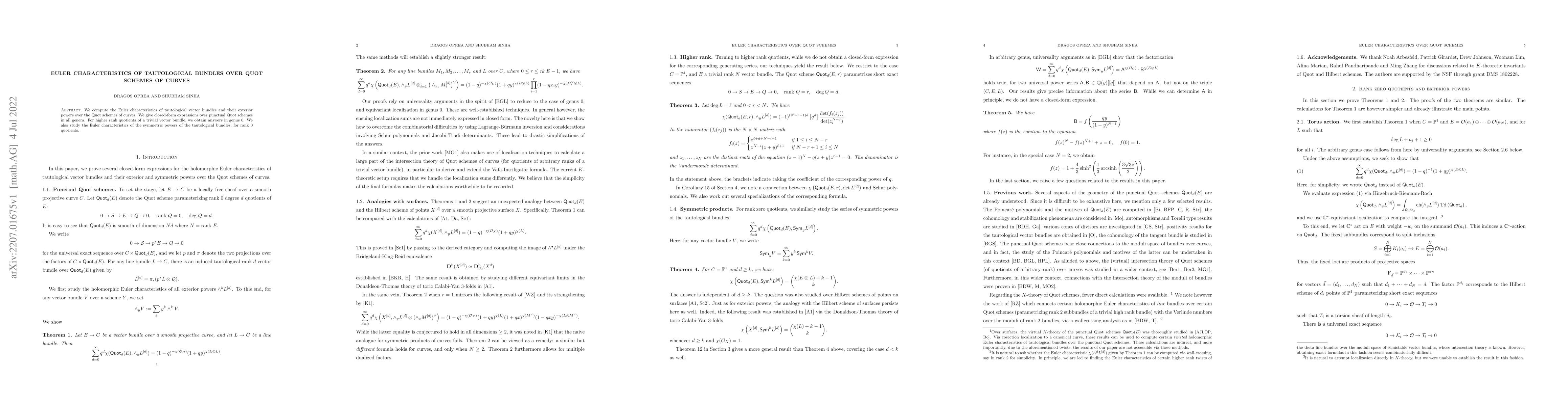 Thumbnail for Euler characteristics of tautological bundles over Quot schemes of
  curves