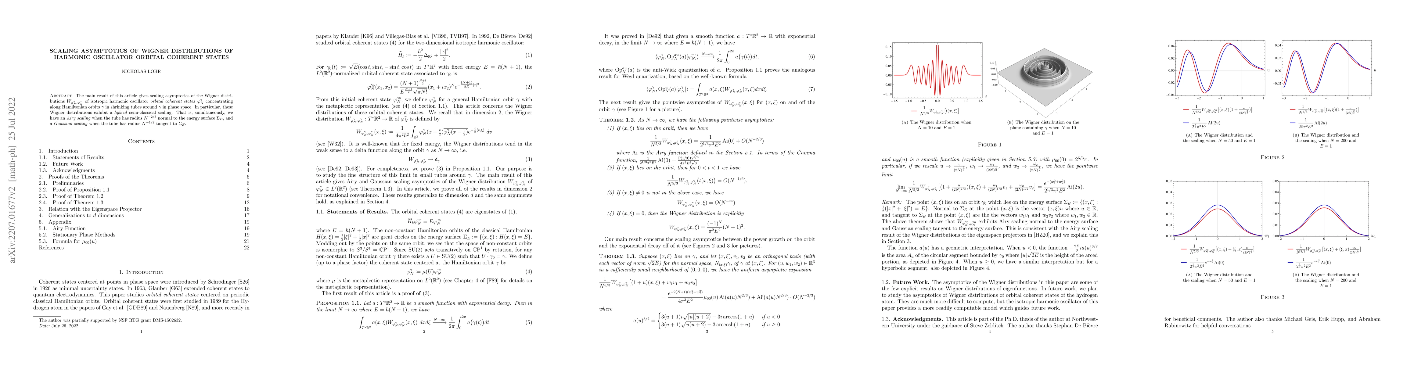 Thumbnail for Scaling Asymptotics of Wigner Distributions of Harmonic Oscillator
  Orbital Coherent States