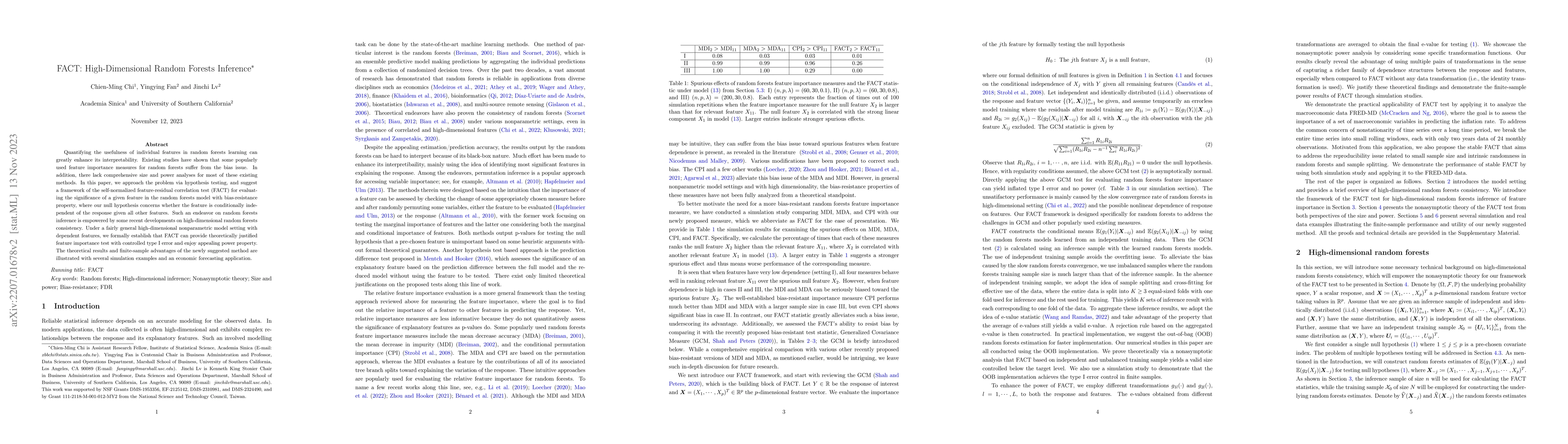 Thumbnail for FACT: High-Dimensional Random Forests Inference