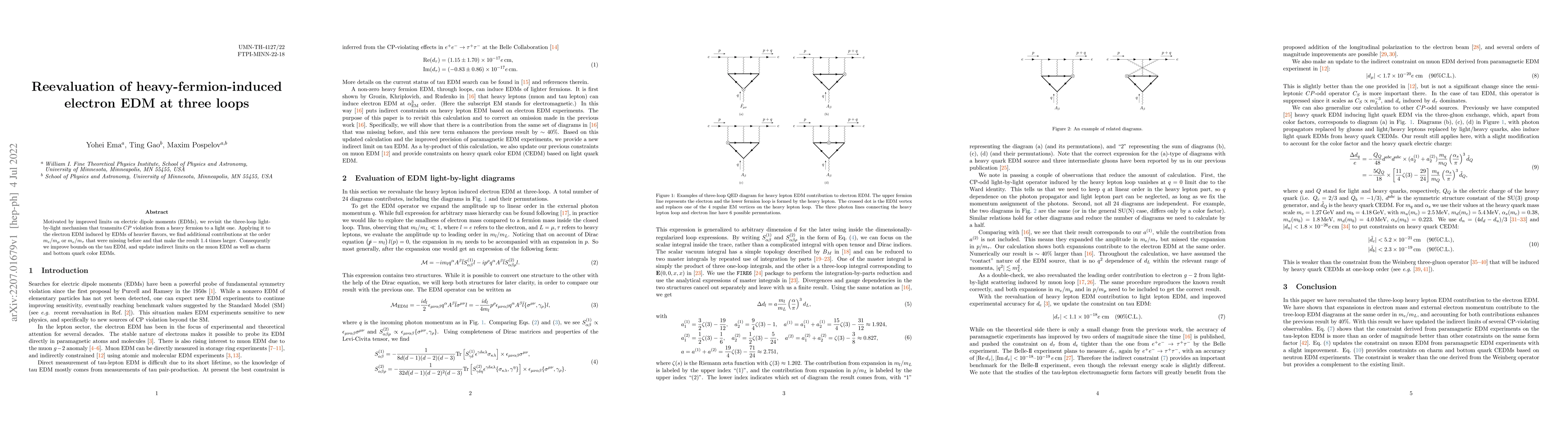 Thumbnail for Reevaluation of heavy-fermion-induced electron EDM at three loops