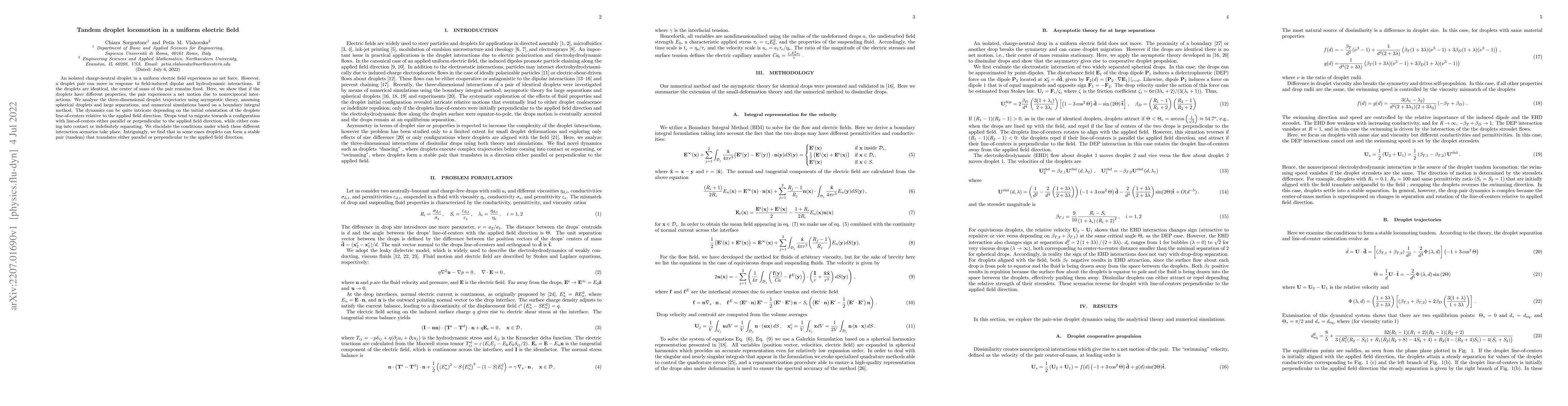 Thumbnail for Tandem droplet locomotion in a uniform electric field