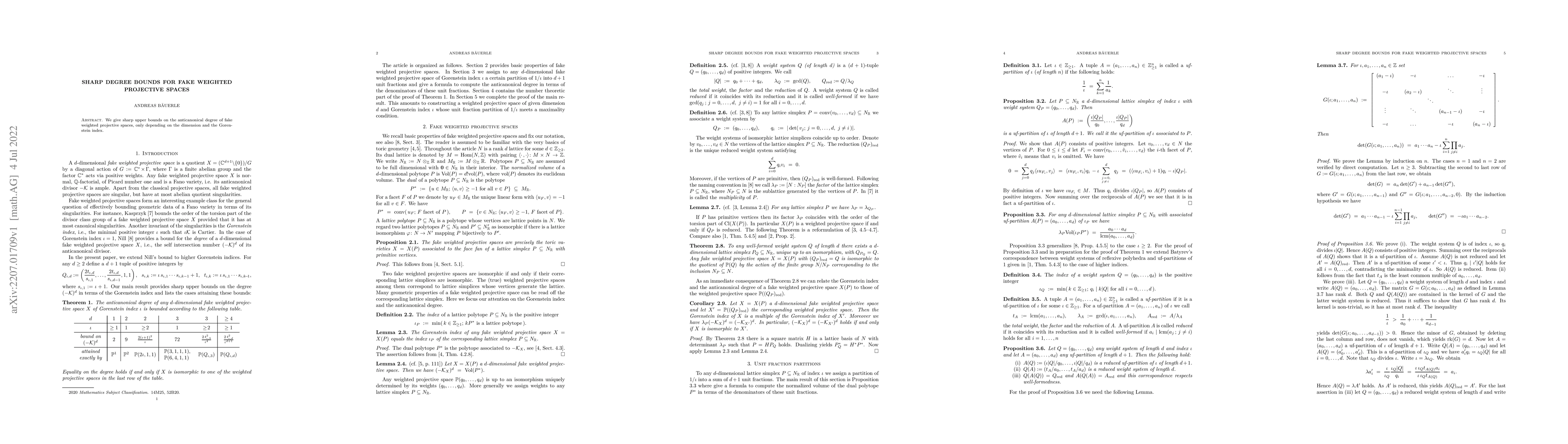 Thumbnail for Sharp degree bounds for fake weighted projective spaces