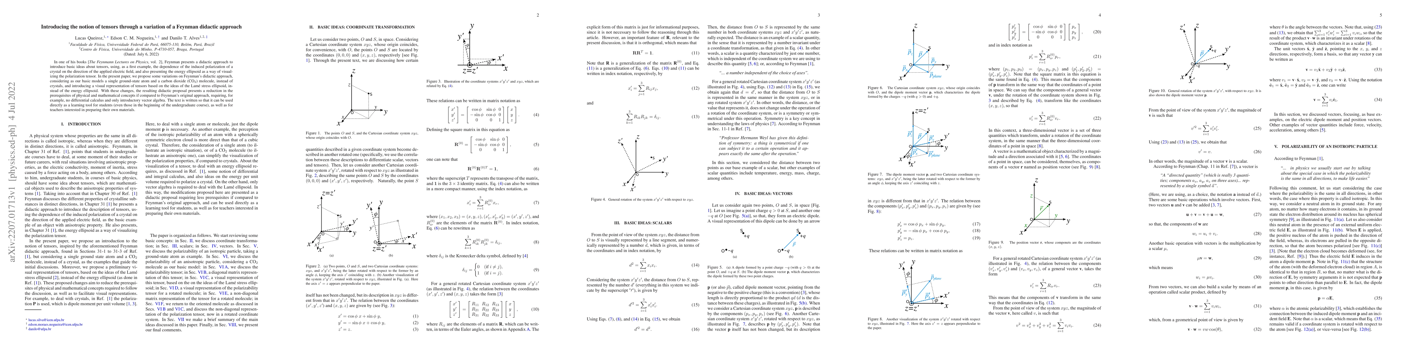 Thumbnail for Introducing the notion of tensors through a variation of a Feynman
  didactic approach